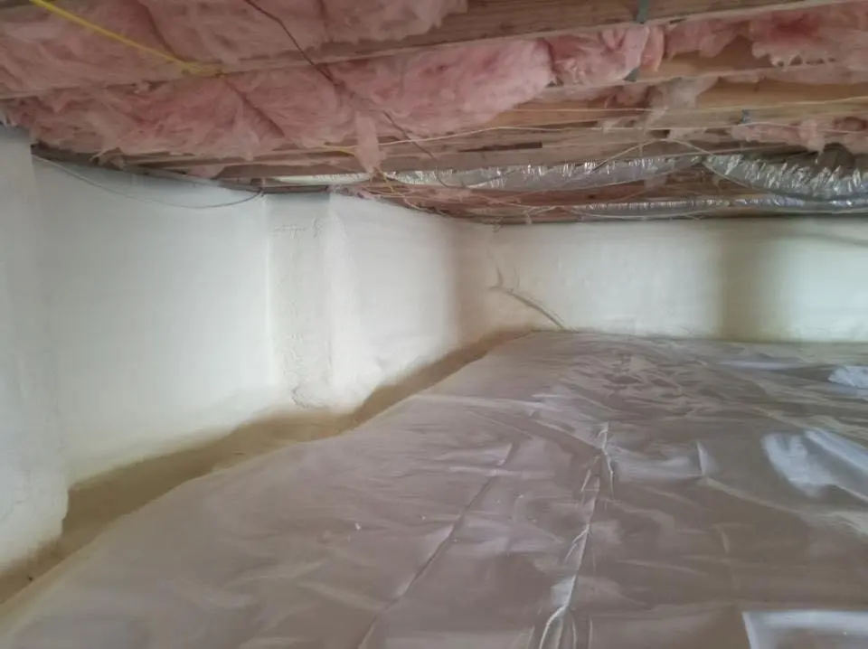 Crawl space encapsulation with closed-cell spray foam for Commercial Roof Restoration in Sedro-Woolley